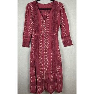 LoveShackFancy Desert‎ Victorian Maxi Burgundy Dress Size 4 Cottagecore *read*